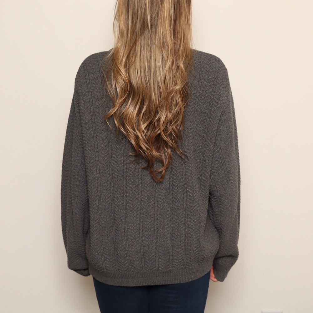 Vintage Made in USA Gray Cable Knit Grandpa Sweater - Picture 4 of 5